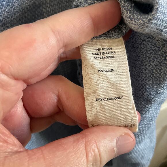 Soft Surroundings 100% Linen High/Low Button Down Blue Tunic - Size 1X - Picture 6 of 8